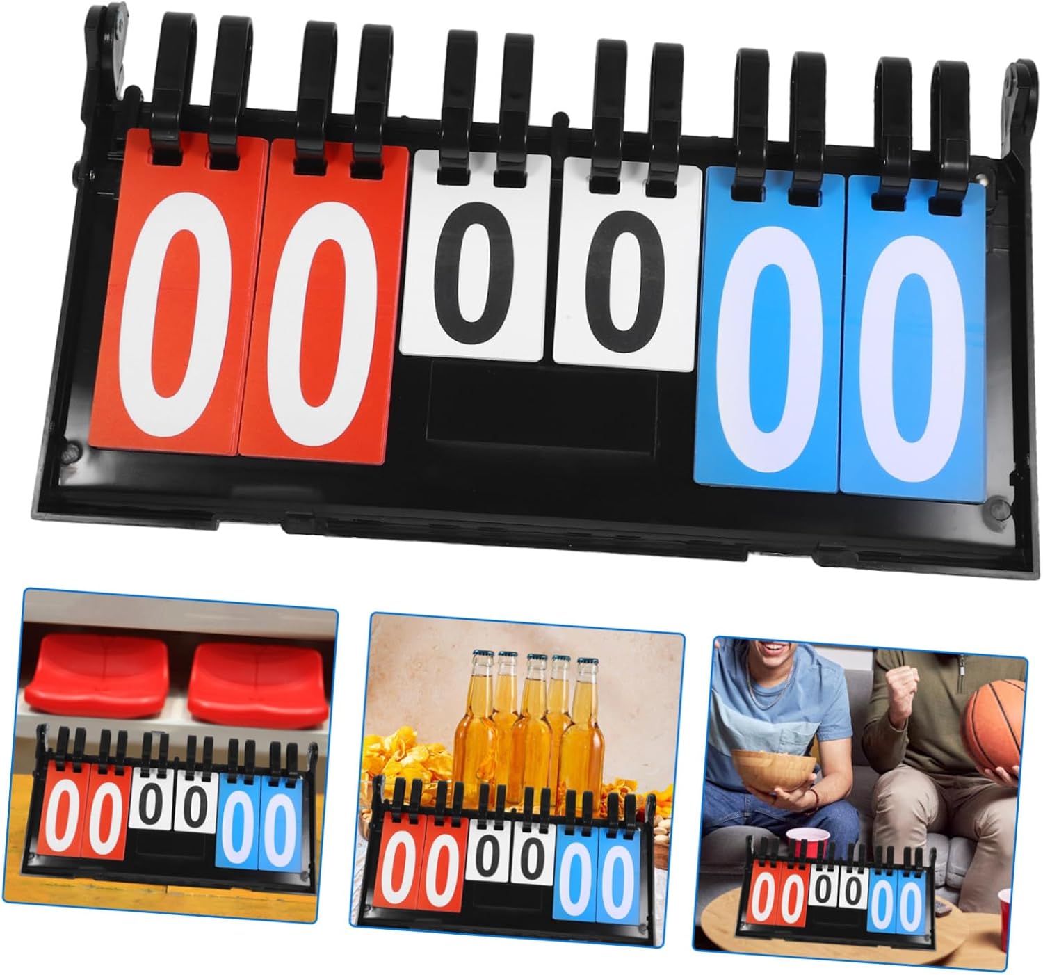 Portable Flip Sports Scoreboard for Basketball Tennis Badminton Plastic Tabletop Score Keeper with Clear Printing and Smooth Edges Multi-Sport Use