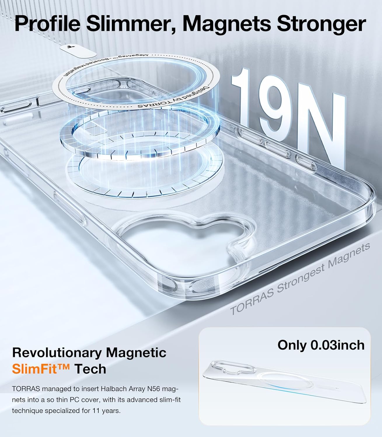 TORRAS Magnetic Slim-Fit for iPhone 16 Case 6.1 inch, Ultra-Thin 16 Phone Case Compatible with MagSafe Phone 16 Case, Light Anti-Scratch Matte Hard PC Bayer OriginFit, Clear - Image 4