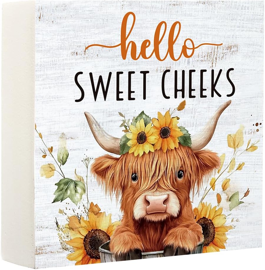 Christmas Highland Cow Bathroom Decor - Farmhouse Highland Cow Bathroom Decor Western Hello Sweet Cheeks Table Centerpiece, Suit for Apartment Home Toilet Shelves Toilet Restroom