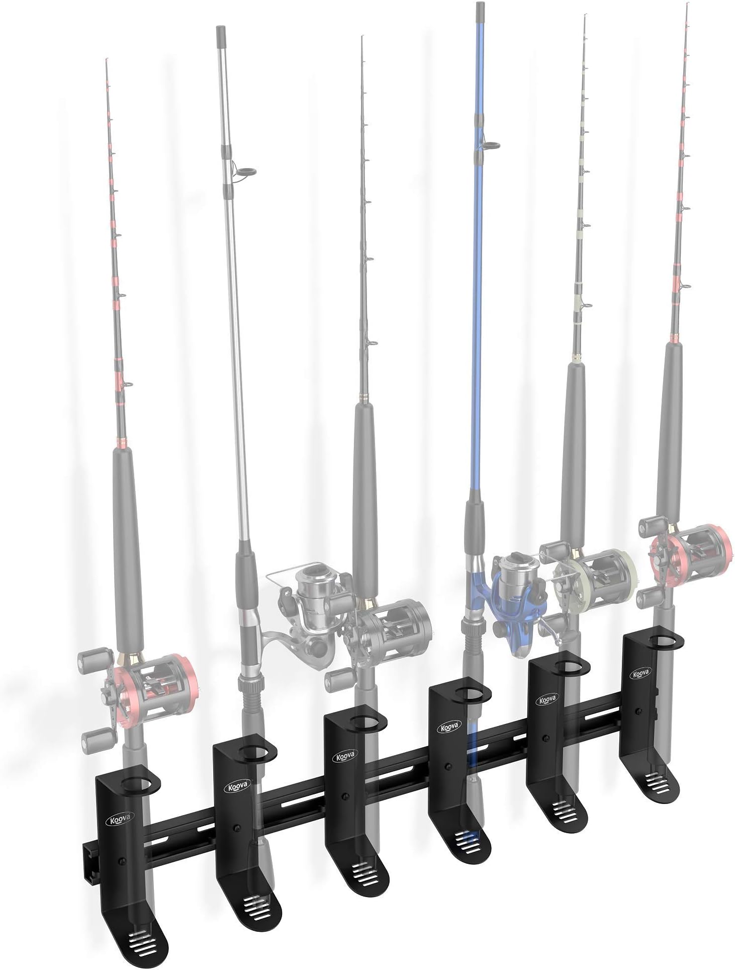 Koova Wall Mount Fishing Rod Holders & Reel Storage | Sturdy Fishing Pole Holders | Steel Rack Fishing Organizers and Storage