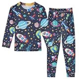 ALAZA Space Stars Rockets Stars Pajamas Set Snug-fit Long Sleeve Sleepwear&comma;18 M