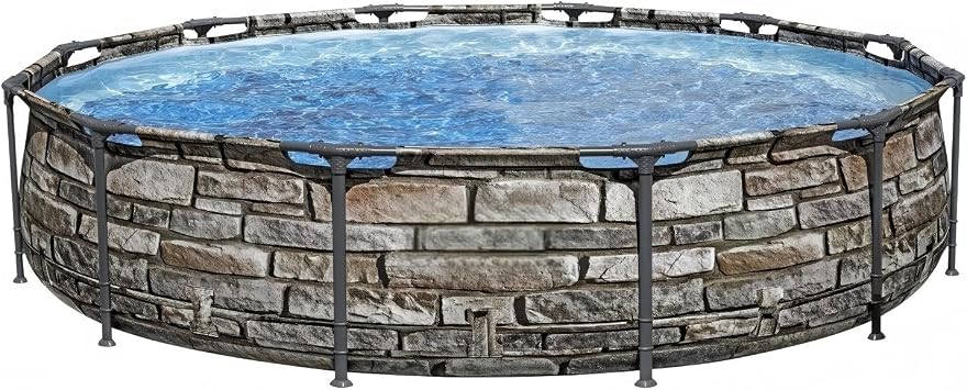 12ft x 30in Round Metal Frame Above Ground Swimming Pool, w/Pump