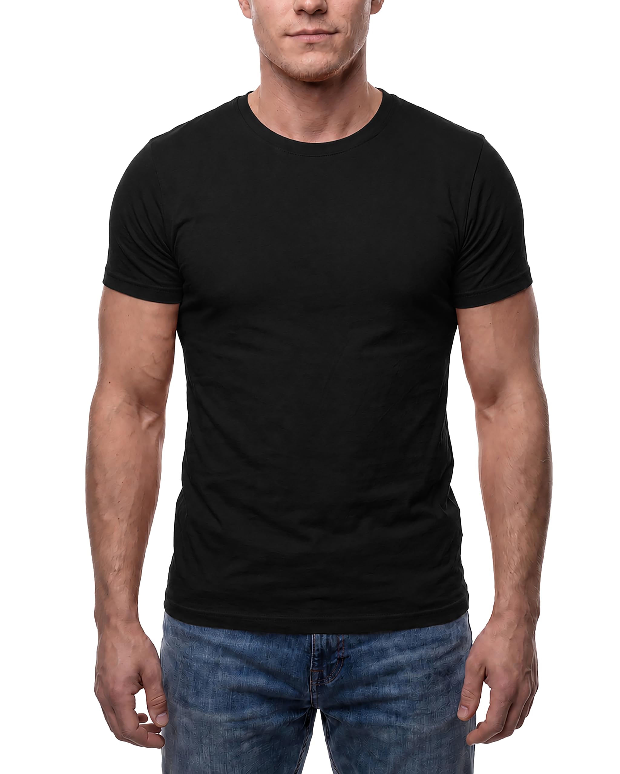 Herren T-Shirt 5er Pack - Basic Shirts aus 100% Baumwolle in Regular Fit mit Rundhals bis 5XL - Atmungsaktiv, formstabil und weich - Ideal als Arbeitsshirt, Unterziehshirt oder Freizeitshirt
