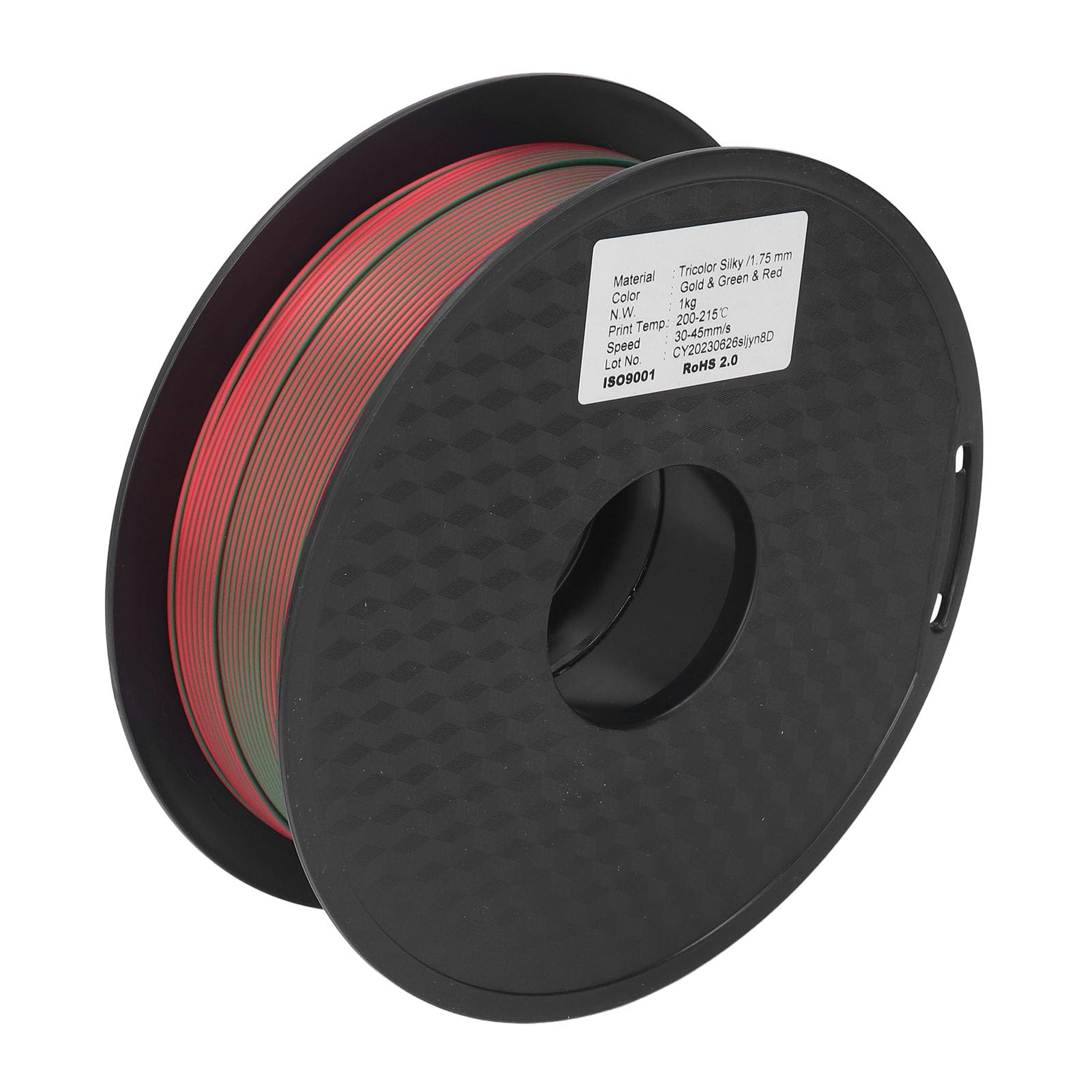 1,75 mm dreifarbiges PLA-Filament, Gold, Grün, Rot, 3D-Drucker-Filament, dreifarbiges Farbverlaufs-PLA-Druckverbrauchsmaterial für 3D-Druck, Modellbau und Dekoration