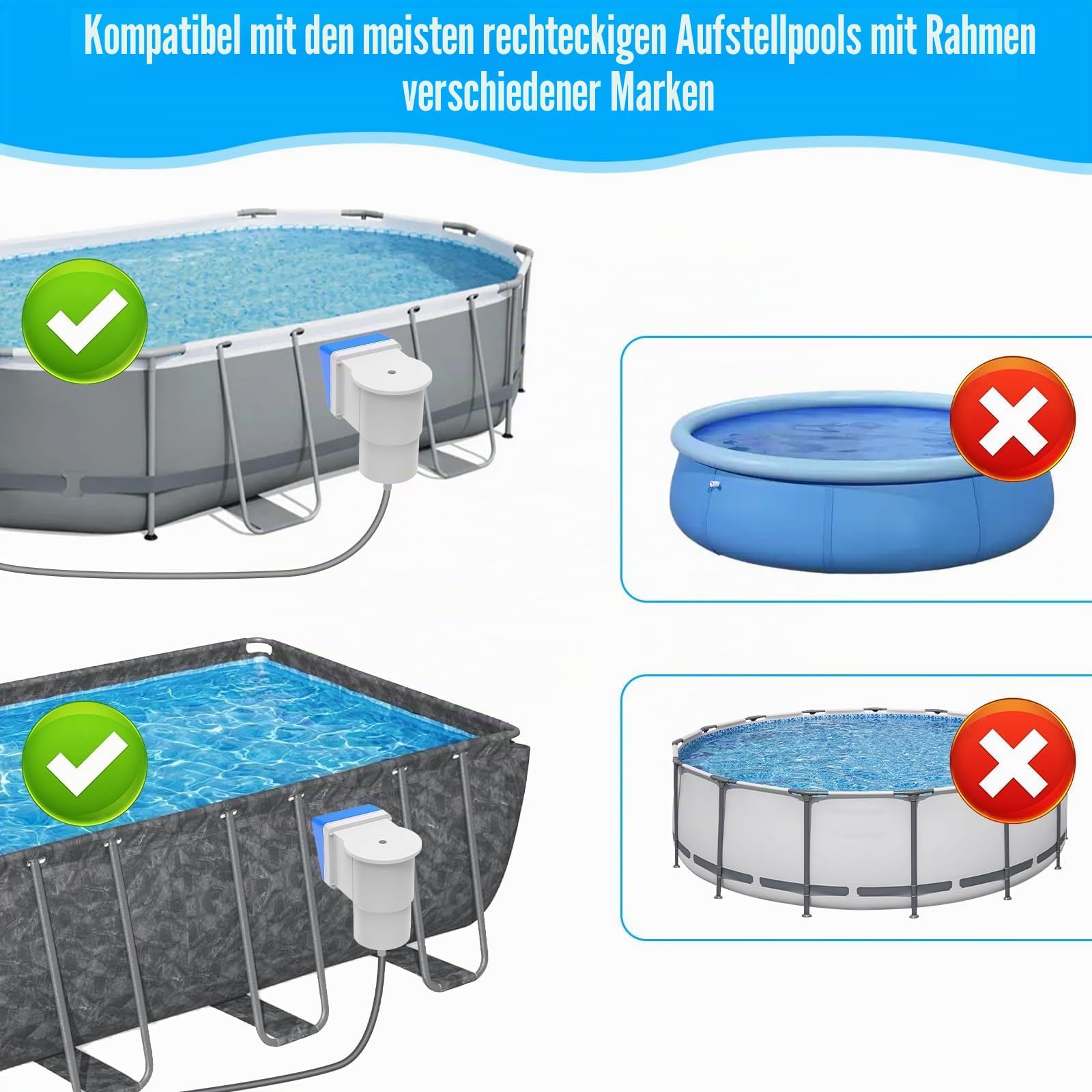 Jakelove Cuña de repuesto para skimmer de piscina para Hayward, cuña estándar de boca ancha para una mejor limpieza y succión de piscinas | Conjunto de cuña rectangular sobre el suelo para piscina