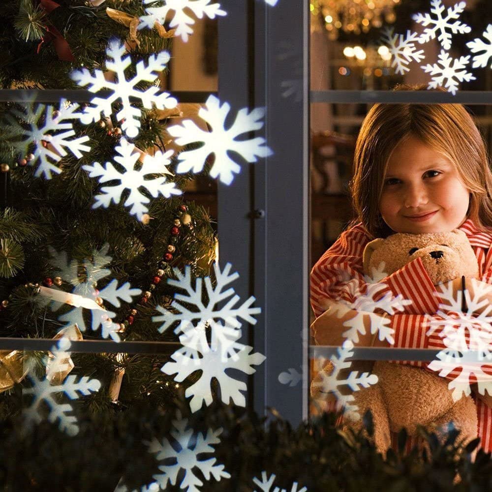 TEDD LED Projektor Weihnachten Schneeflocken Lampe Wasserdicht Projektionslampe für Innen und Aussen Dekoration Weihnachts Party Hochzeit Garten Bar (Weiß)