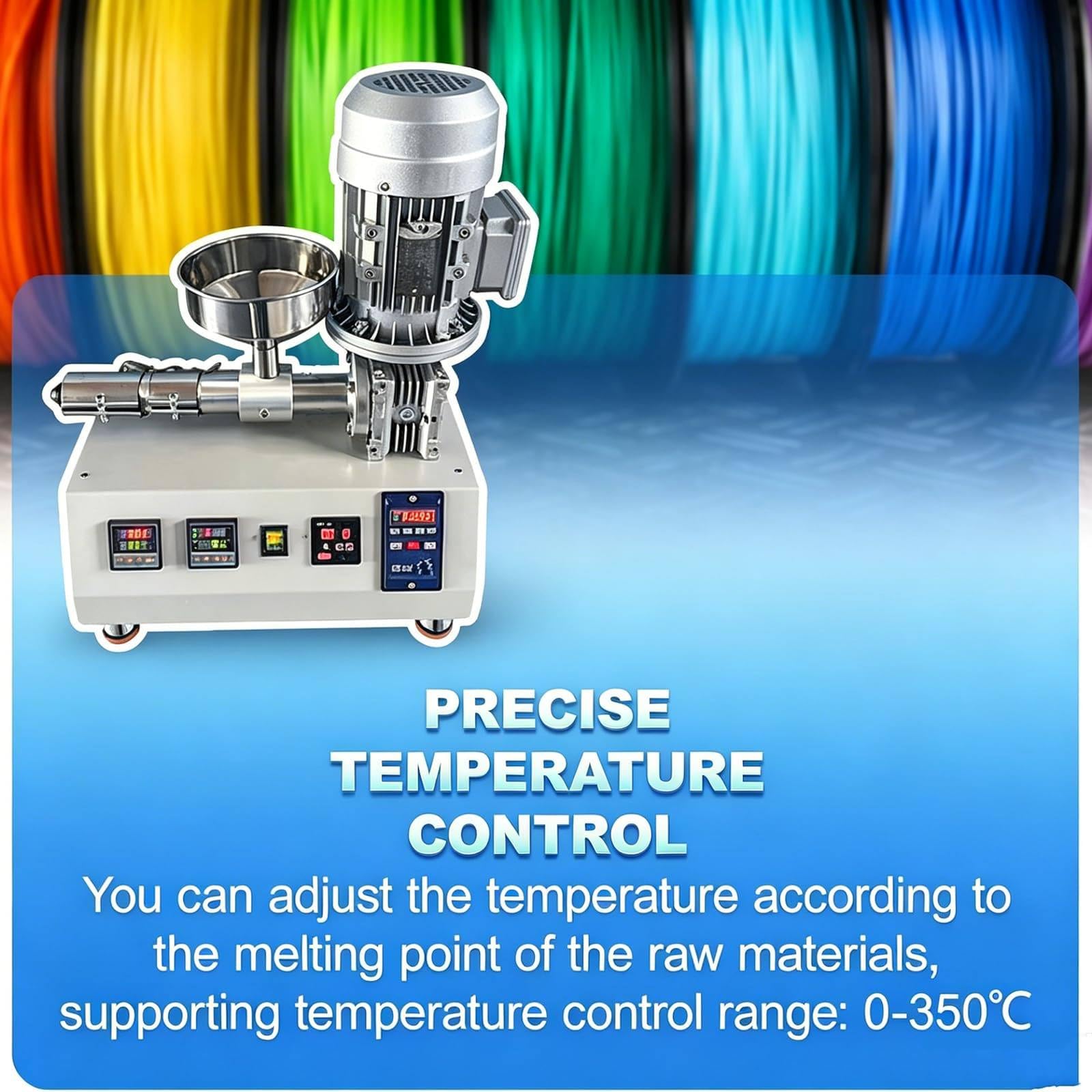 Maszyna Do Produkcji Materiałów Eksploatacyjnych O Mocy 1000W (500–1000g/h), Wytłaczarka 3D Do Granulatu, Sterowanie PID (0–350°C), Do Materiałów Eksploatacyjnych O Grubości 1,75mm/3mm