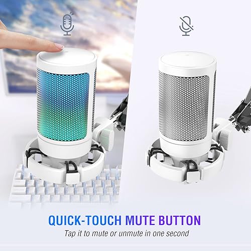 Miniatura 18 de FIFINE Gaming PC USB Microphone, Podcast Condenser Mic with Boom Arm, Pop Filter, Mute Button for Streaming, Twitch, Online Chat, RGB Computer Mic