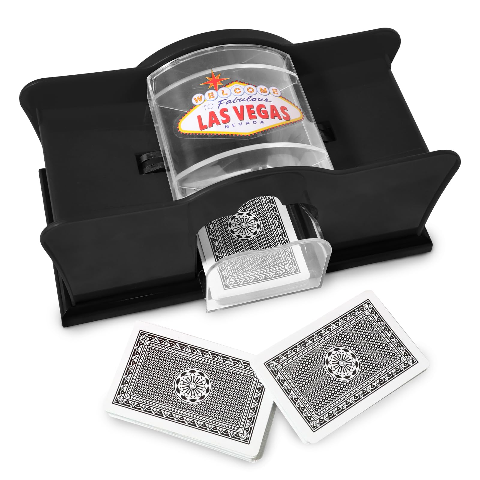 Shuffler Manuale Per Carte Da Gioco - Mescola 2 Mazzi Contemporaneamente, Sistema Anti-Imbroglio, Plastica Robusta, Per Poker, Blackjack, Texas Hold'em