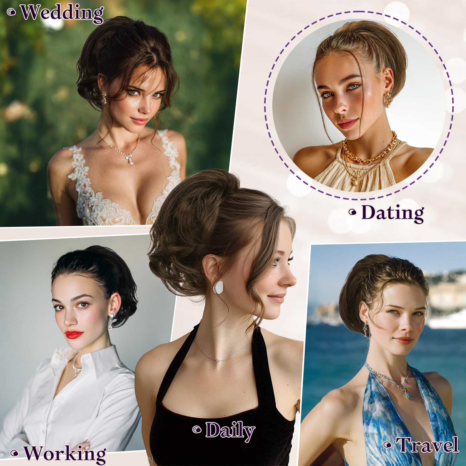 RUWISS Ponytail Cheveux Naturel avec Pince Humains pour Femmes, 22cm Courts Droite Postiche Chignon avec Métaux Malléables Extension Queue de Cheval Cheveux Brun Foncé