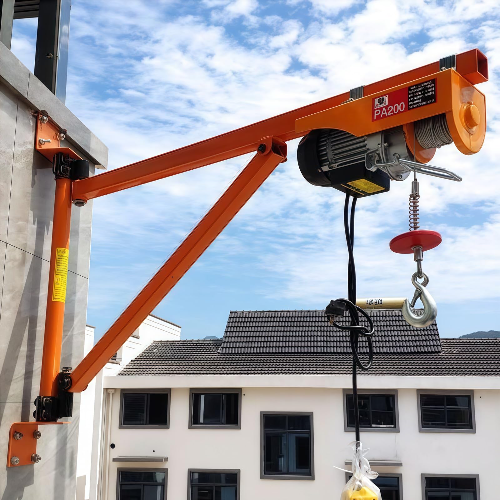 Gru a braccio girevole per montaggio a parete, piccola gru di sollevamento con rotazione di 180 gradi, staffa a colonna tutta in acciaio per garage o officina