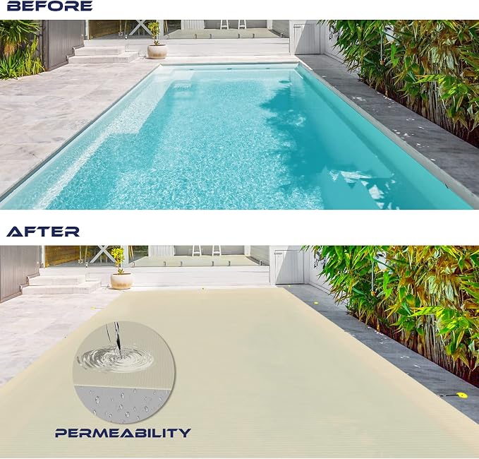 Cobertor rectangular para piscina 16'x24' beige miniatura 5