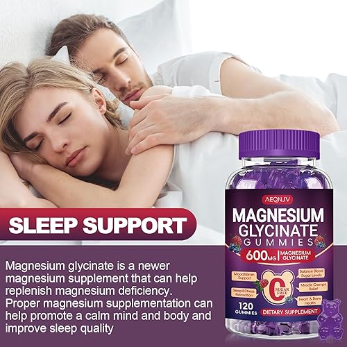Miniatura 62 de Gomitas de glicinato de magnesio de 600 mg, gomitas de magnesio sin azúcar para adultos con L-treonato de magnesio, suplementos masticables