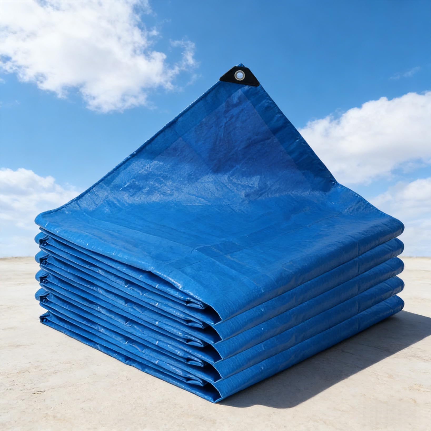 Waterproof Tarpaulin Cover Sheet 170 x 220 cm Heavy Duty, Pe Material, Waterproof Tarp Sheet Cover Groundsheet with Eyelets, Reinforcement Edge for Greenhouse, Groundsheet, Blue