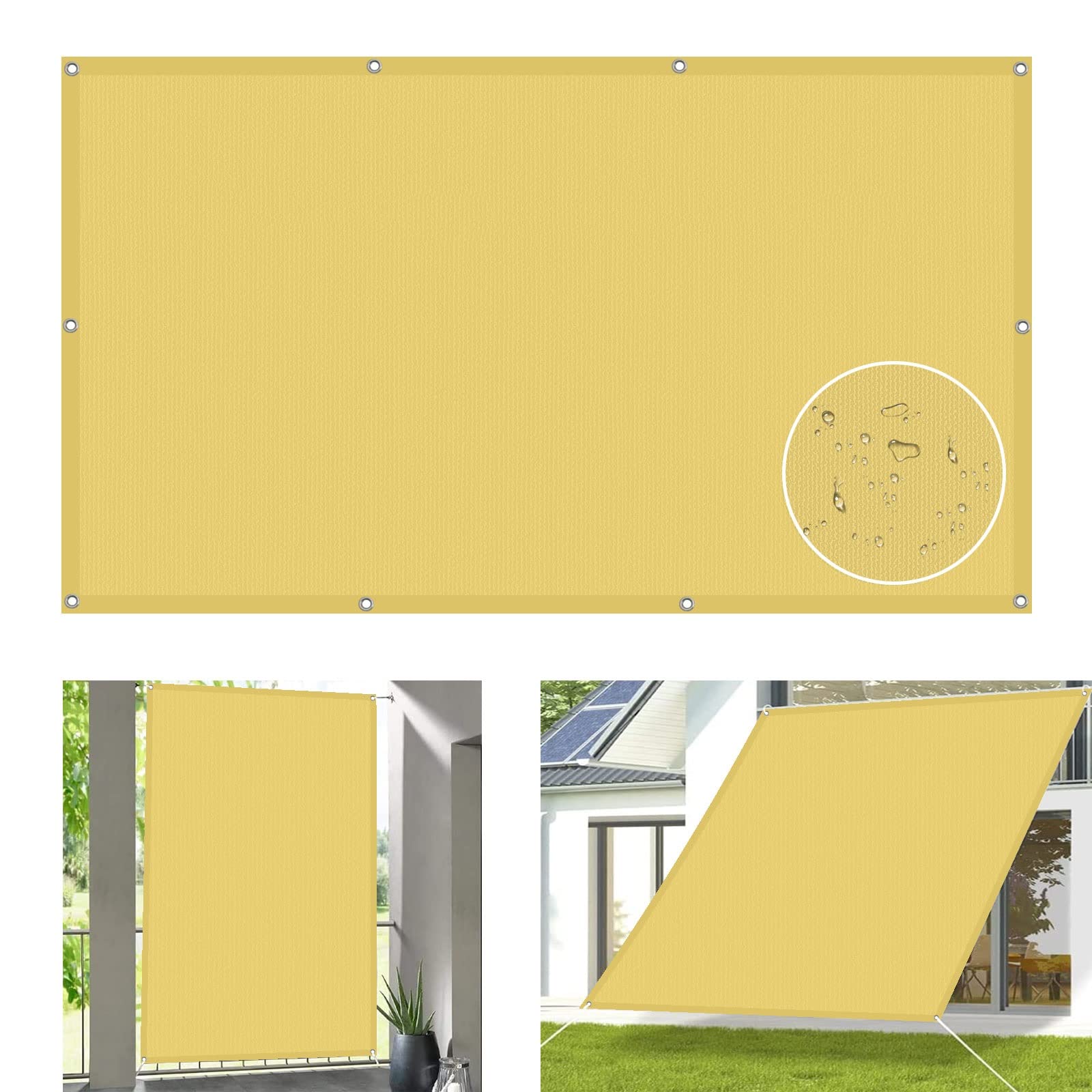 Filet d'ombrage imperméable 1.4x3.4 m protection solaire avec kit terrasse patio