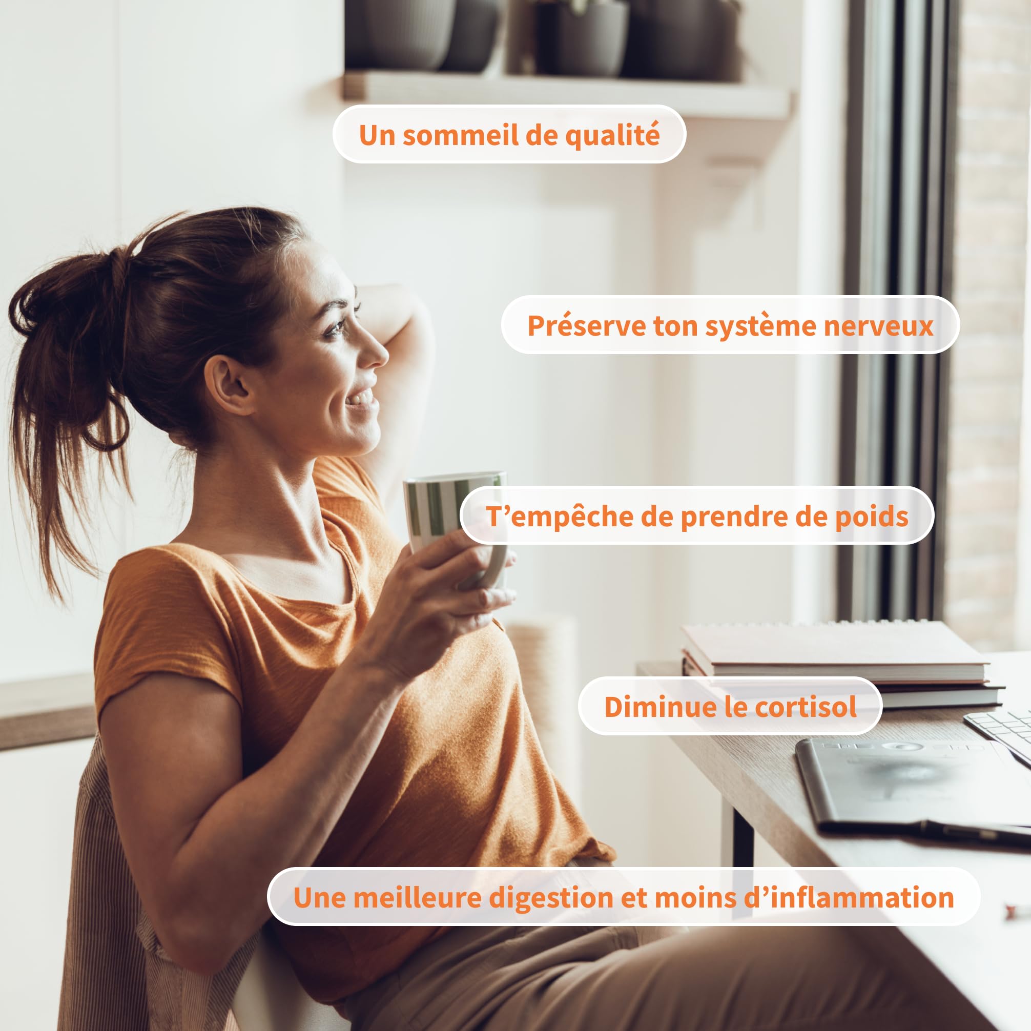 Stress & relaxation - Reishi, Ashwagandha, Rhodiola, huile MCT - fabriqué en France - vitamines & minéraux - vegan, sans gluten - 30 gélules