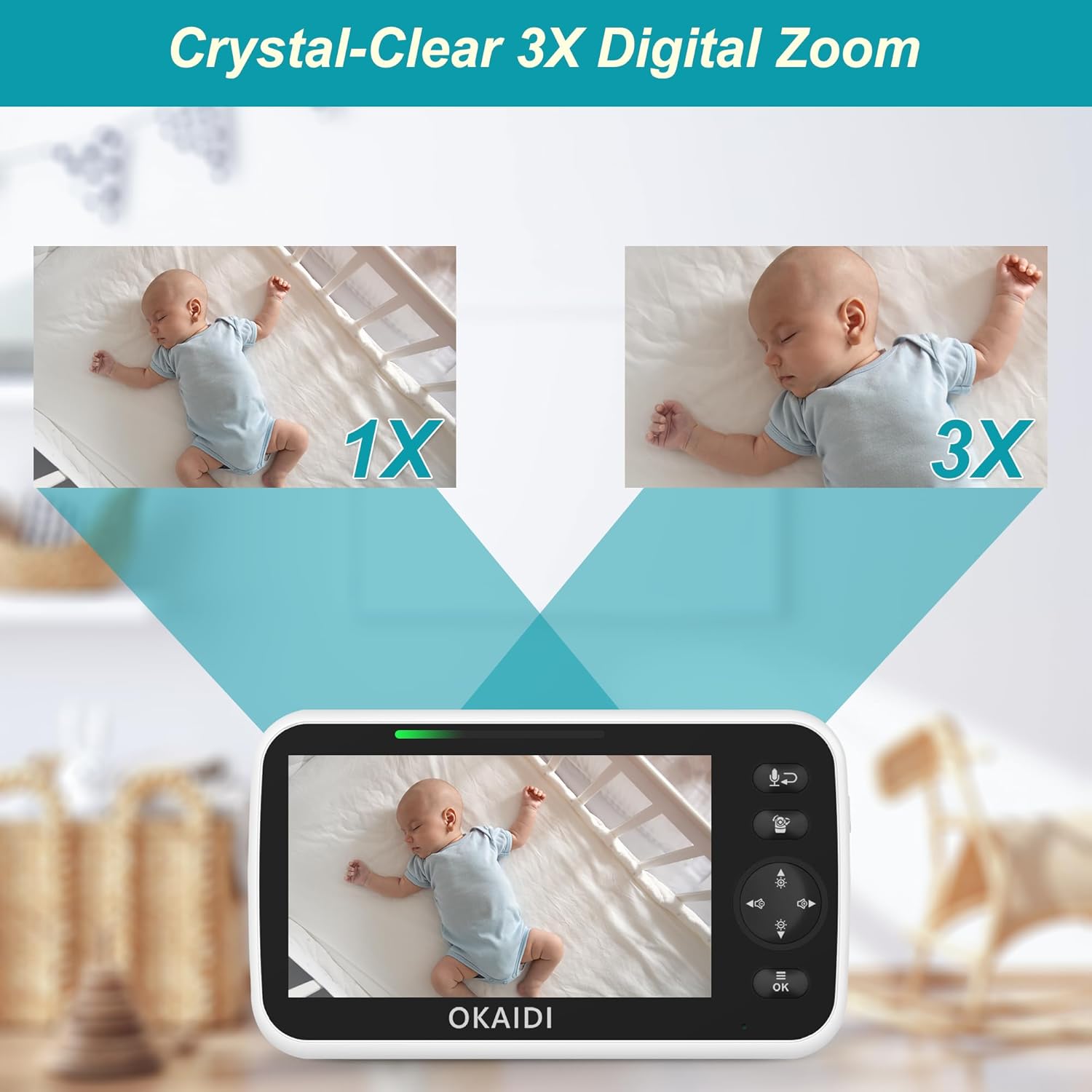 OKAIDI OD8050 HD 720P 5-Inch Baby Monitor screen resolution comparison