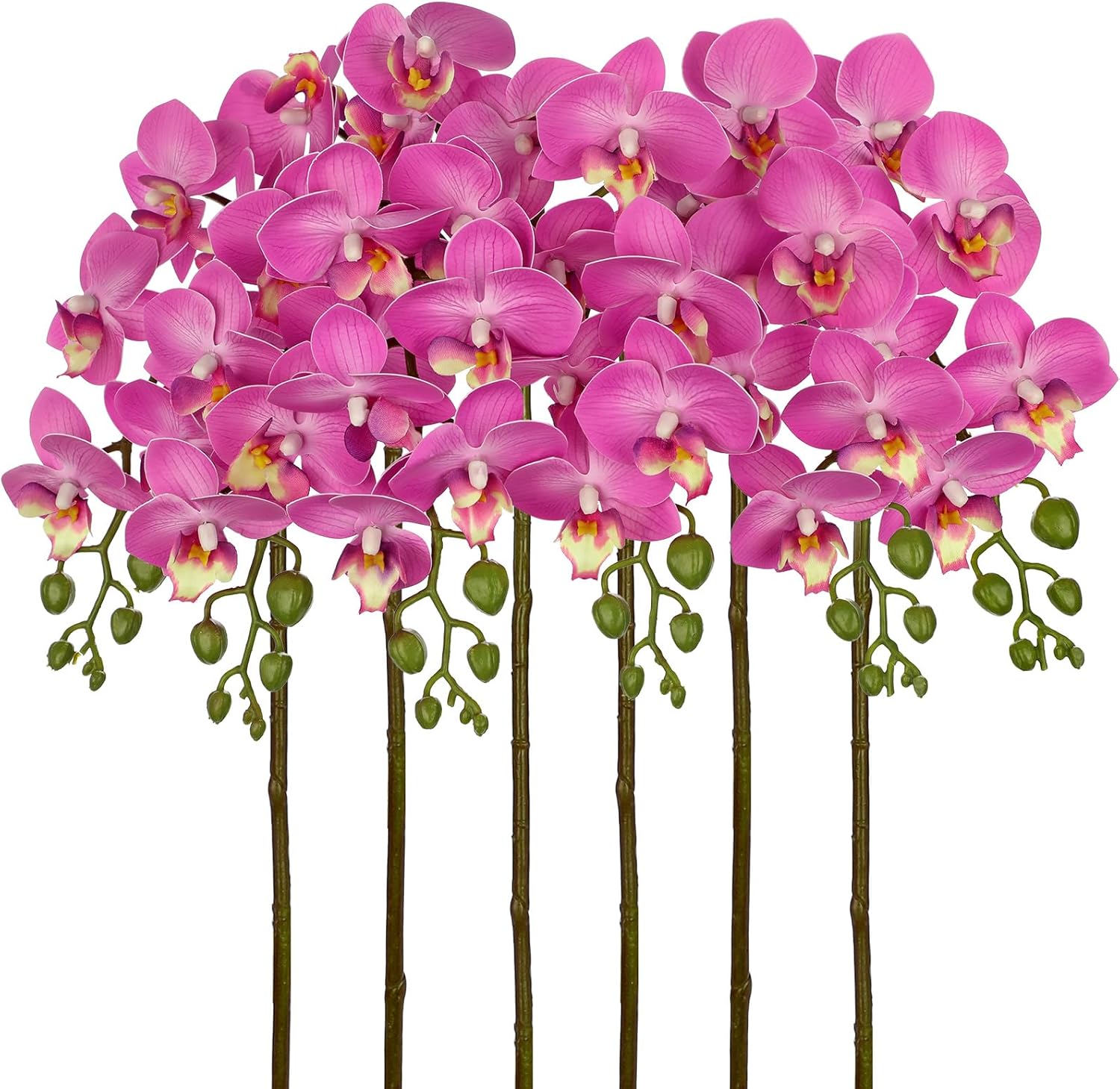 6Pcs Purple Orchids Artificial Flowers, 25" Fake Orchids Faux Flower Arrangements, Silk Orchid That Look Real for Table Centerpiece, Wedding, Home & Office, Living Room, Entryway Decor, Elegant Gifts