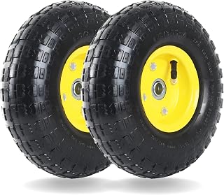 AR-PRO (2 Pack) 4.10/3.50-4 Tire and Wheel, Replacement 10-Inch Pneumatic Tire with 5/8" Bearings and 2.2" Offset Hub, Compatible with Hand Truck, Wheelbarrow, Wagon, Gorilla Carts