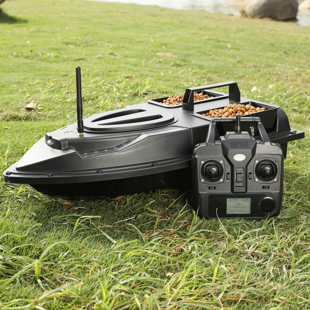 500m Ferngesteuert Futterboot Angeln Nachtangeln 5.4km/h Fischköder Köderboot mit LED-Navigator-Licht, Fernbedienung Futterboote Bait Boat Ferngesteuertes Köderboot, 1.5 KG Beladung