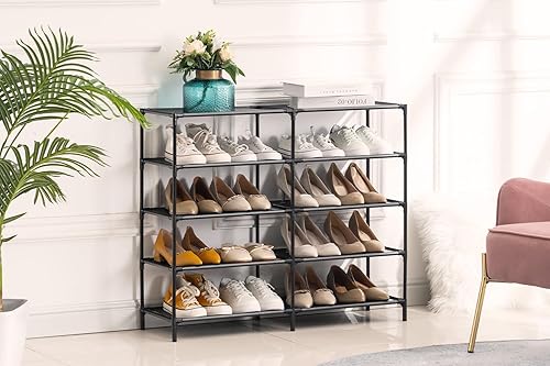 Miniatura 3 de Youdesure Zapatero de 10 niveles, estante resistente para zapatos, organizador alto para 20 pares, ahorro de espacio, estante de zapatos de tela no