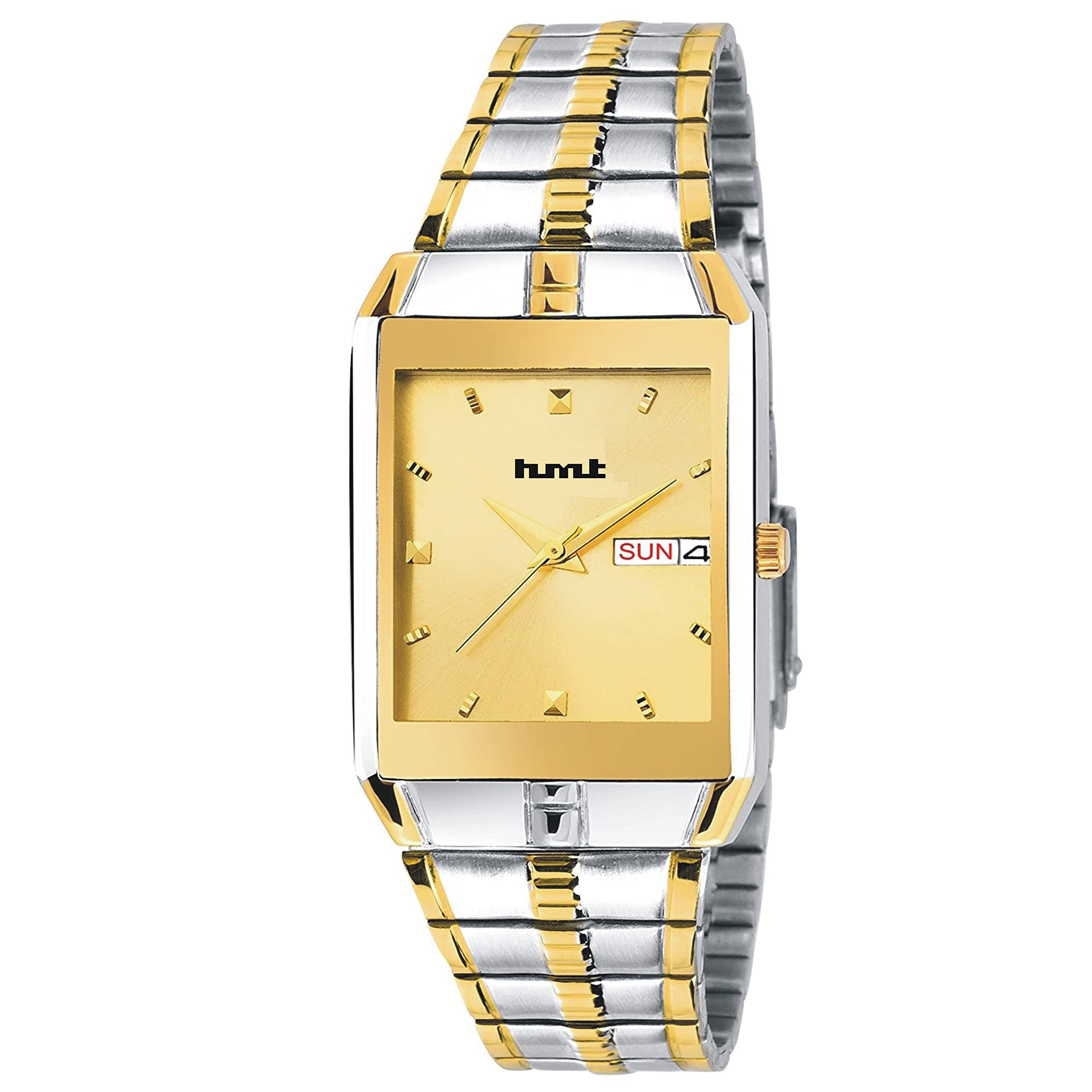 HMT Quartz Original Gold and Silver Coloured Day & Date Functioning Watch for Boys Analog Watch - for Men