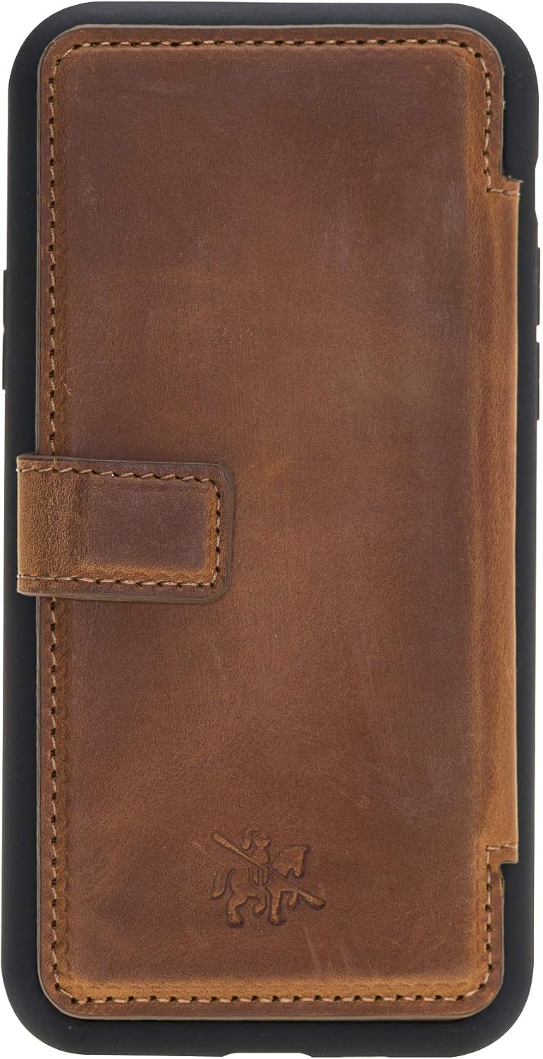 Venito Verona Leather Phone Case Compatible with iPhone 11 Pro (5.8 inch) - RFID Blocking Snap-On Flip Back Cover Slim Phone Wallet Case - Antique Brown