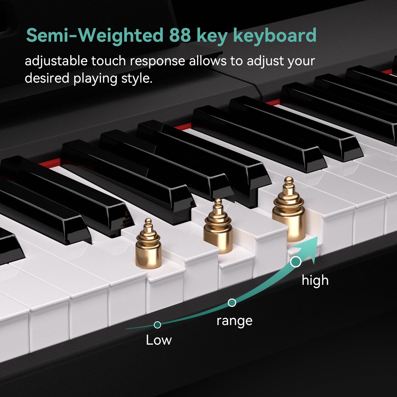 Rosen P21 Tastiera Semi-Pesata 88 Tasti Pianoforte Digitale per Principianti, Pianoforte Elettrico Portatile con Pedale di Sostegno e Alimentazione, Bianco