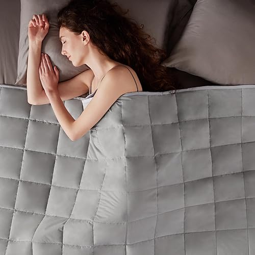 Miniatura 9 de Manta pesada (60 x 80 pulgadas, 20 libras, tamaño queen), ultrasuave y acogedora manta pesada refrescante para adultos, manta pesada con manta suave