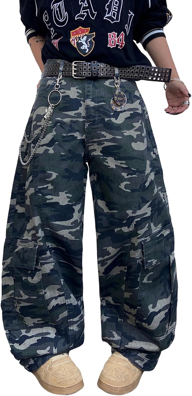 Men's Irregular Sutures Y2k Hip Hop Baggy Jeans Wide Leg Denim Pants Casual Loose Fit Trousers Streetwear