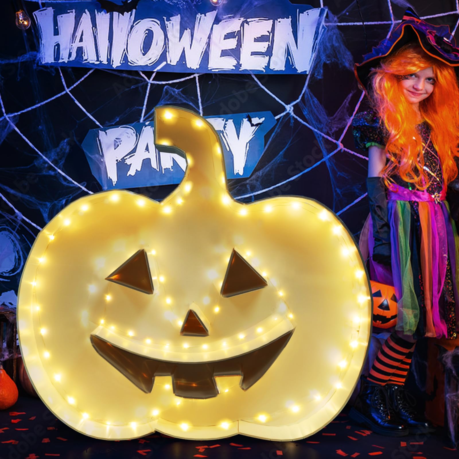 wbhh Light up Halloween Jacko'Lantern Set?Halloween Pumpkin PreCut