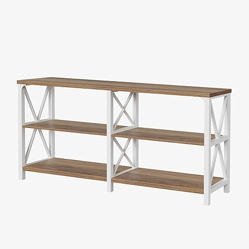 Miniatura 84 de LVB Mesa de sofá rústica, mesa consola de granja para sala de estar, mesa de entrada de pasillo con almacenamiento, mesa de entrada para vestíbulo,