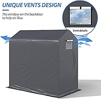 Vista 5 de Cobertizo de almacenamiento al aire libre de 6 x 3 pies, refugio de almacenamiento portátil resistente con puerta enrollable con cremallera