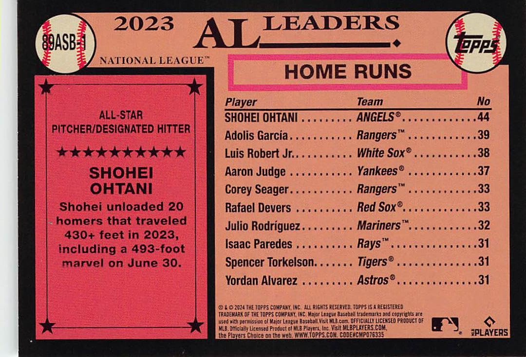 Amazon.com: 2024 Topps Series 2 1989 Topps All-Star #89ASB-1