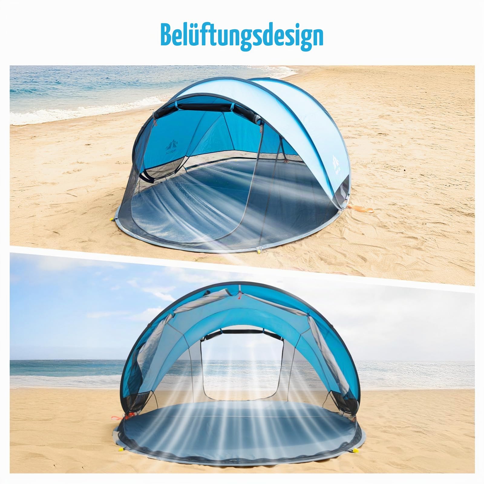 NIght Cat Pop Up Strand Zelt: 3 4 Personen Camping Strandmuschel mit Moskitonetz uv Schutz 50+ Sonnenschutz für Outdoor
