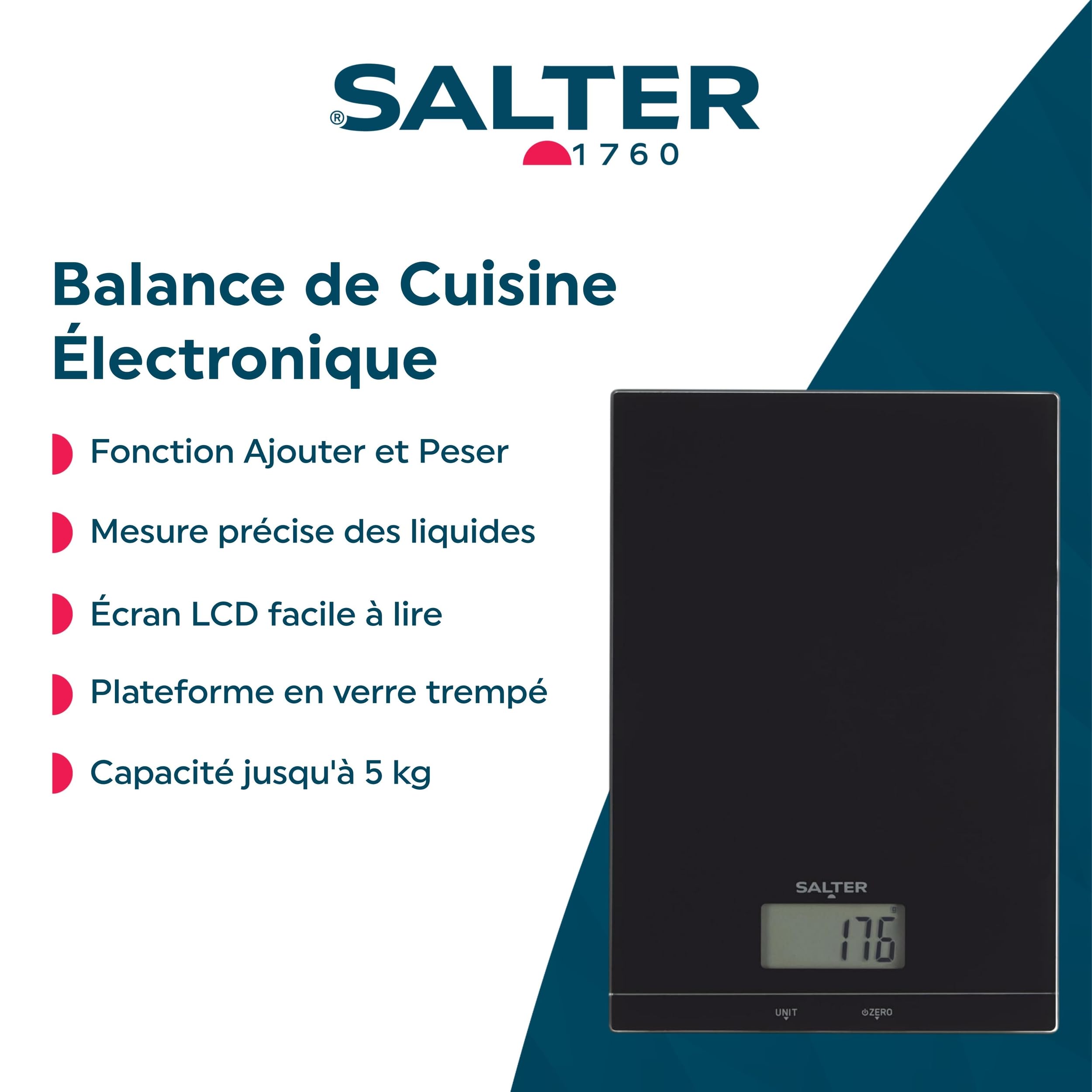 Image secondaire de Balance de Cuisine Électronique Salter avec Fonction Tare et Mesure Liquides