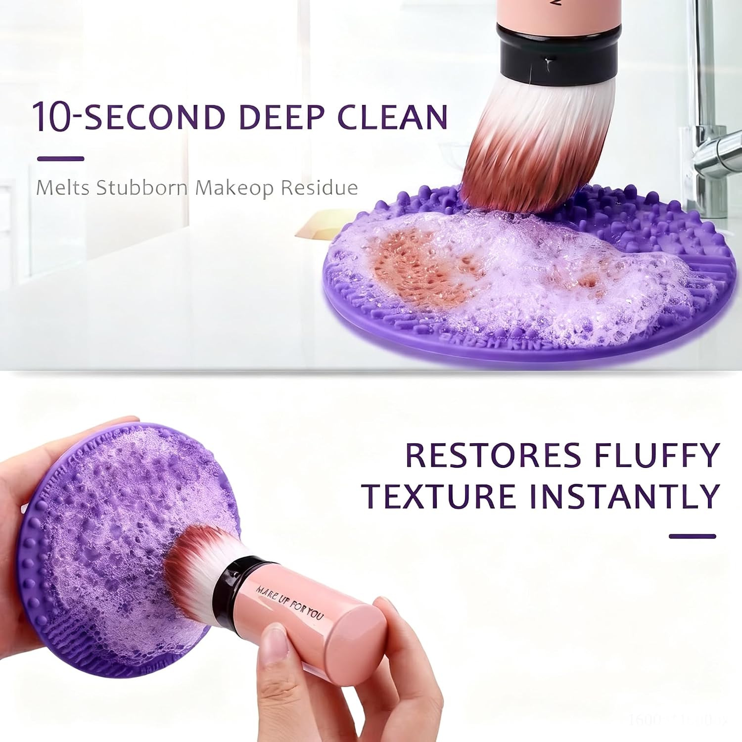 Norate Makeup Brush Cleaner, Make Up Brush Cleaner Cleanser Solution + Brush Cleaner Mat, Make Up Cleaner for Brushes, Sponges, Deep Clean Brush Shampoo, Gentle Formula Cruelty Free & Vegan 2 Pcs Set