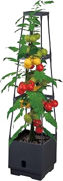 Planter with Trellis Vertical Garden Tower for Patio or Balcony Raised Bed Vegetable Container for Tomatoes, Peppers, Herbs & More Space-Saving Outdoor Garden Kit