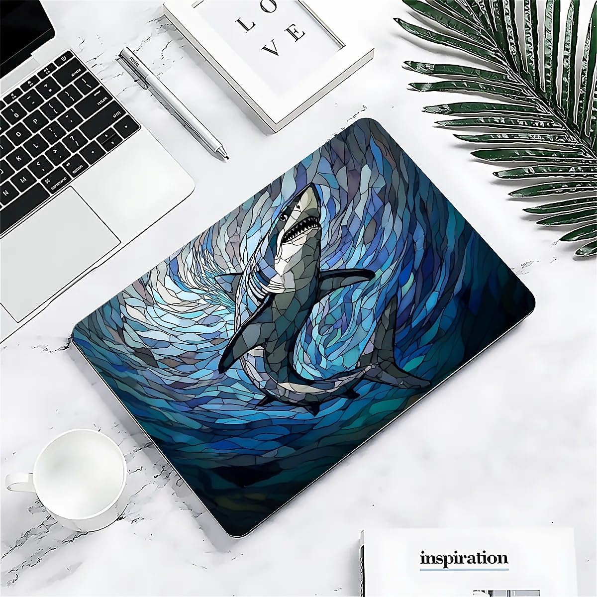 for MacBook Pro 14 Inch Release 2021/2023 Model A2442/A2779 Clear Computer Case,Novelty Premium Pattern Hardshell Laptop Case Great White Shark