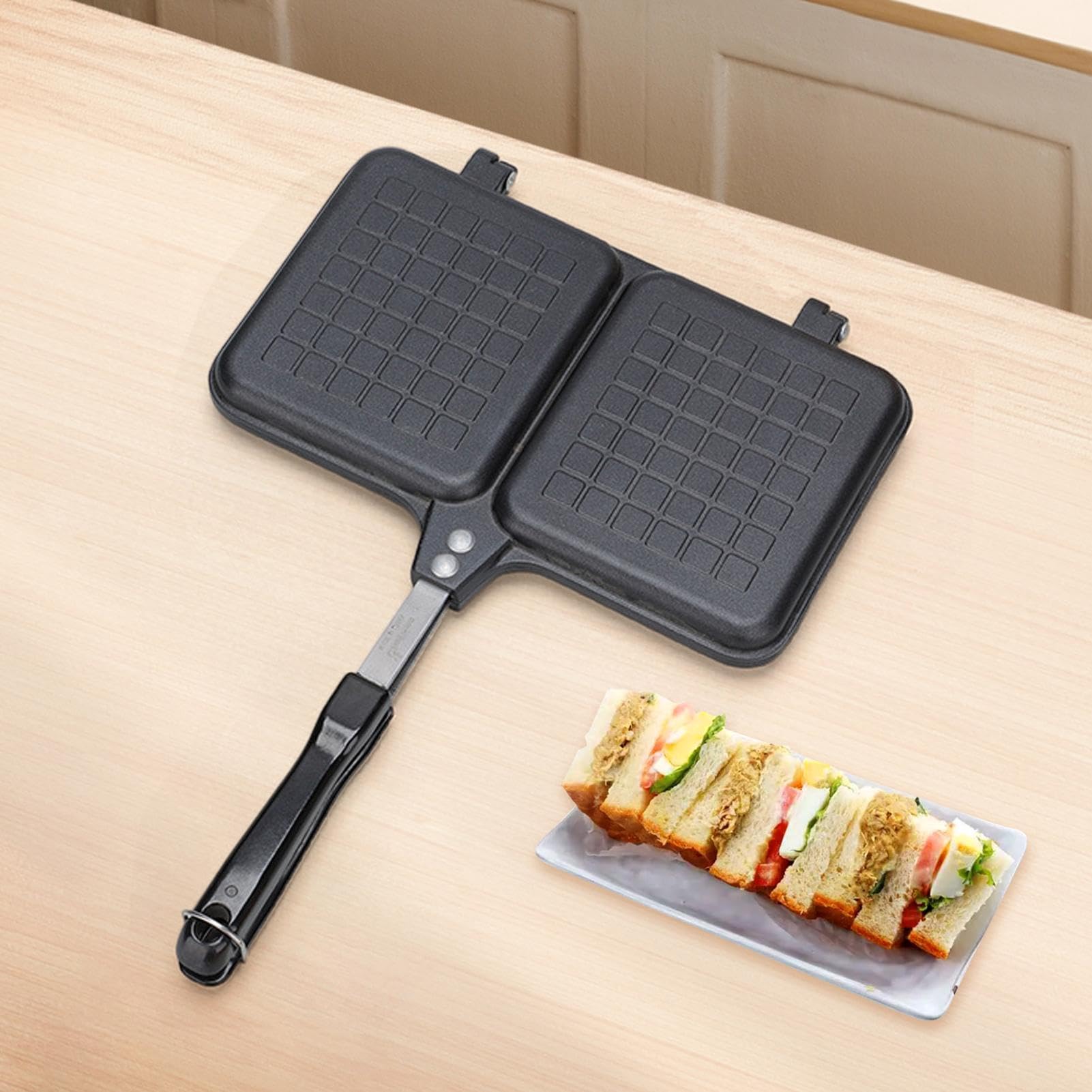 Toasted Stove Grill, Double Panel Sandwich Maker, nieprzywierająca patelnia do smażenia, materiał turdy przenośny łatwy do czyszczenia dla domu, 14,17 x 9,84 cala