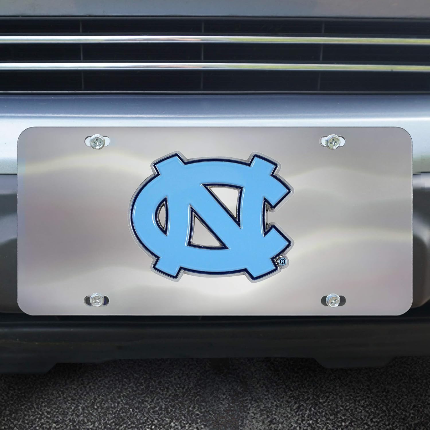 FANMATS 26927 North Carolina Tar Heels Stainless Steel Front License Plate with Large 3D Molded Team Metal Emblem