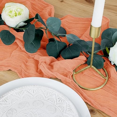 Miniatura 58 de Koyal Wholesale Camino de mesa de estopilla para decoración de boda, tela de gasa de tela transparente para granja rústica, fiesta bohemia nupcial,