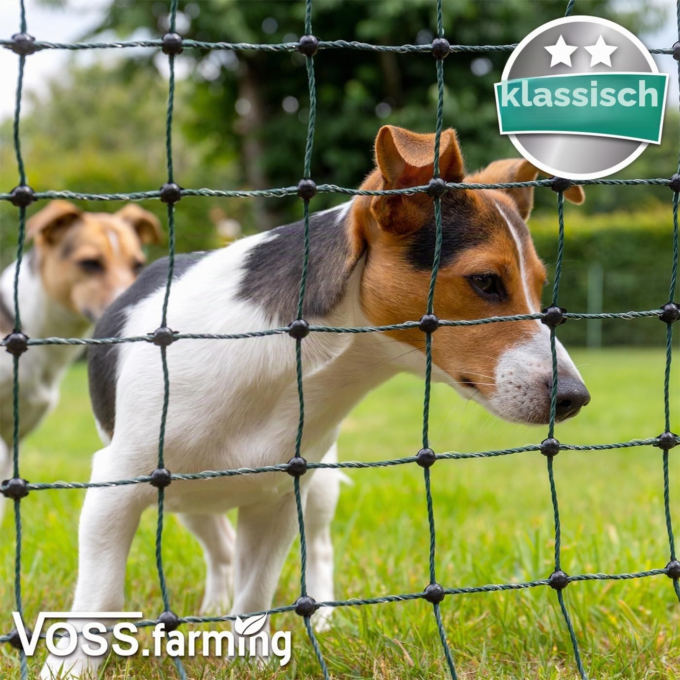 VOSS.farming 25 m Hundezaun, Katzenzaun, Hühnerzaun, Geflügelzaun, Geflügelnetz, 112 cm, 9 Pfähle, 2 Spitzen, grün Classic