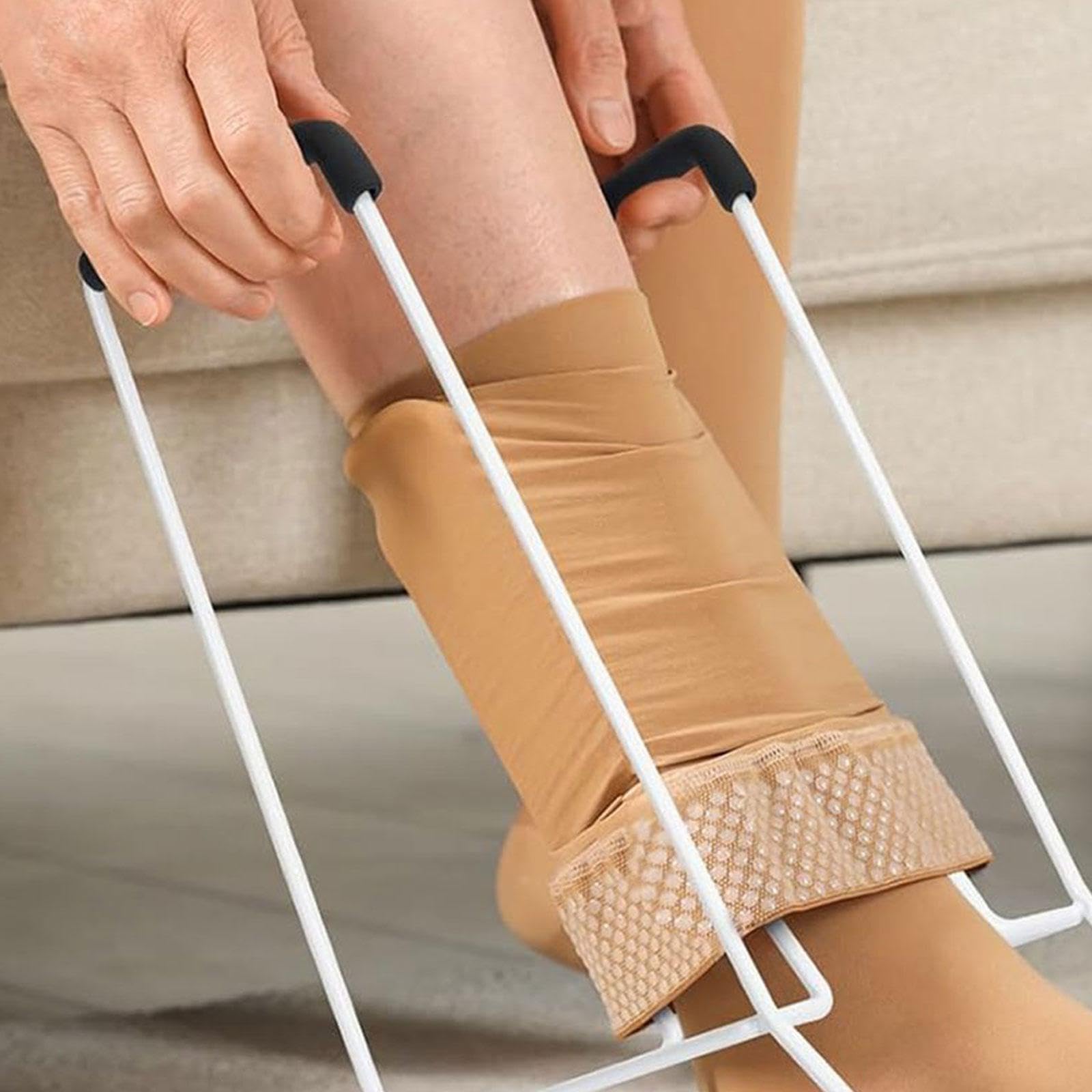 Herramienta de ayuda para calcetines resistente a la corrosión con marco inclinado suave para un fácil uso, dispositivo de ayuda de aluminio ligero para ancianos y pacientes postoperatorios