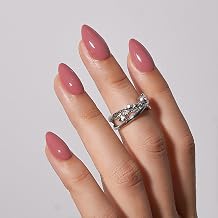 CurvLife Medium Almond Press On Nails, Everyday Gloss Pink, Soft Gel