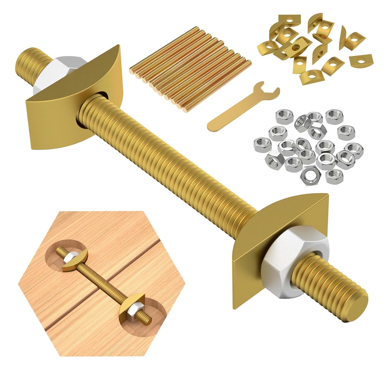 Countertop Connector Bolts, Table Top Fasteners, Joint Connectors Drawbolt Pack, Miter Draw Bolt and Zipbolt, Butcher Block, Bed Connecting Kit & Furniture (5/16" x 3-1/2" (10PCS))