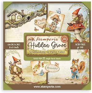 Carta Per Scrapbook Stamperia - Blocco 20x20cm Doppia Faccia, Collezione Hidden Grove - Foto 7