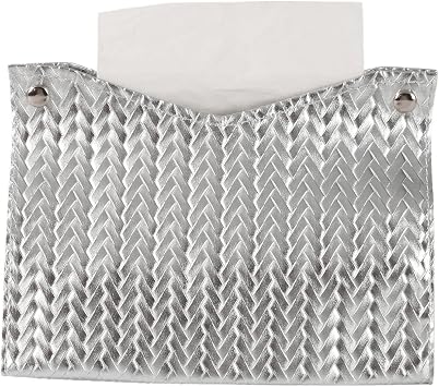 Leather Tissue Box Cover, Rectangular Modern Tissue Holder Tissue Box Organizer Holder for Home Living Room Table, Leather Car Mounted Tissue Storage BoxSilver,Small