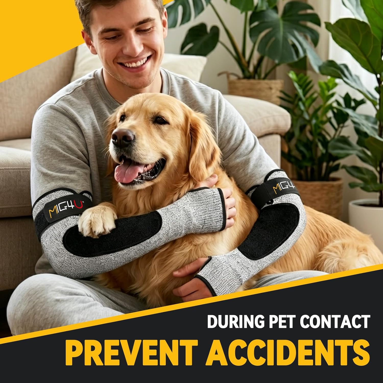 MIG4U Cut Resistant Sleeves with Leather Patches, Arm Safety Protection for Men and Women Thin Skin, Anti Puncture Level 5 Protective Arm Sleeve in Gardening, Farm, Welding, 18''