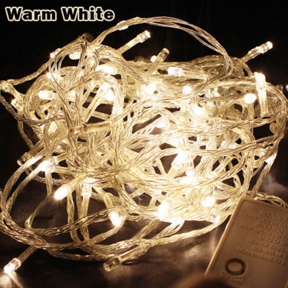 80LED / 10 Meters LED Bulbs String Fairy Lights with Steady On and Twinkling Modes,Waterproof, Decoration for Christmas, Xmas, Party, Wedding (Warm White Color)